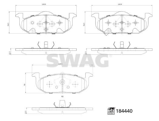 33109374 SWAG Тормозные колодки