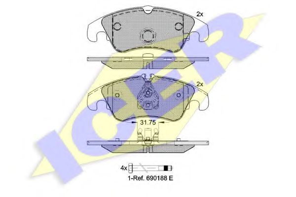 181862-203 Icer Тормозные колодки для Ford Focus