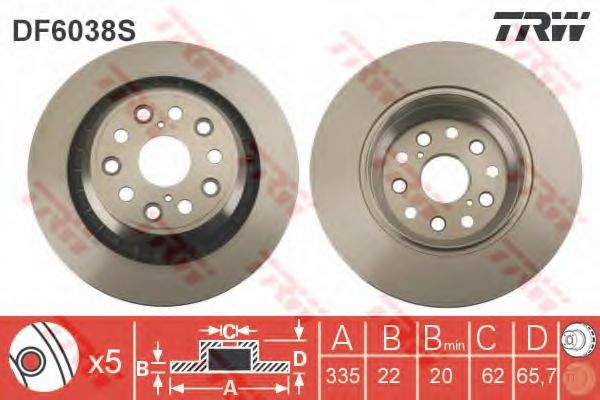 DF6038S TRW Гальмівний диск для Lexus LS