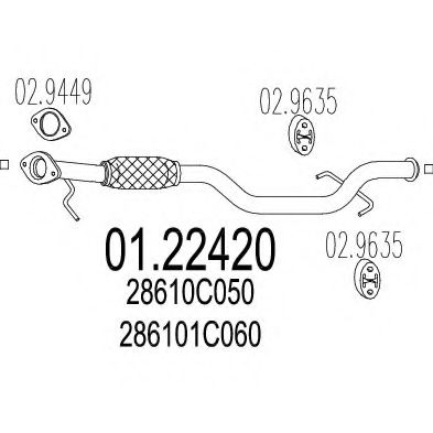 01.22420 MTS Приймальна труба для Hyundai Getz