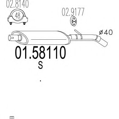 01.58110 MTS Средний глушитель выхлопных газов для Fiat Punto