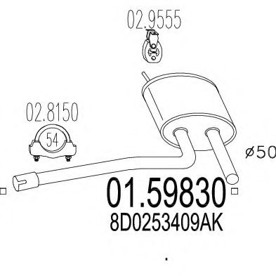 01.59830 MTS Средний глушитель выхлопных газов для Audi A4