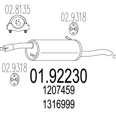 01.92230 MTS Глушитель выхлопных газов конечный для Ford Fusion