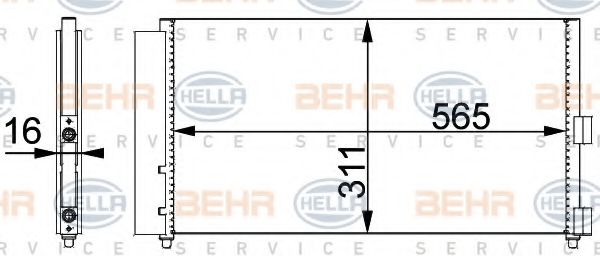 8FC 351 301-711 Behr Hella Радіатор кондиціонера