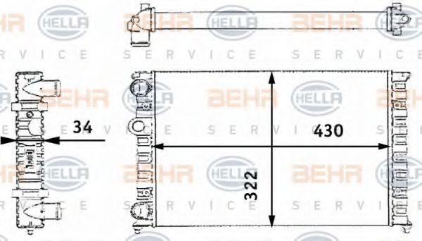 8MK 376 713-744 Behr Hella Радиатор охлаждения двигателя