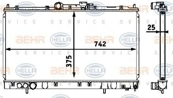 8MK 376 718-511 Behr Hella Радіатор охолодження двигуна для Mitsubishi Galant