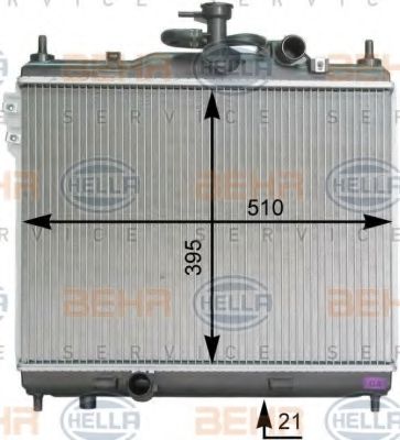 8MK 376 762-021 Behr Hella Радіатор охолодження двигуна для Hyundai Getz