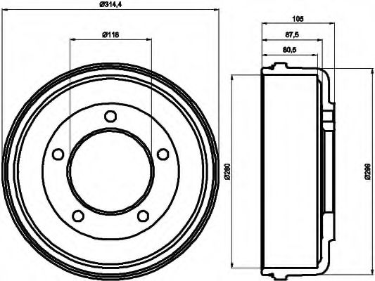 8DT 355 300-451 Behr Hella Гальмівний барабан для Ford Transit