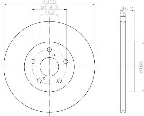 8DD 355 106-261 Behr Hella Гальмівний диск для Toyota RAV4