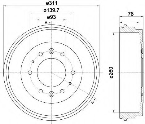 8DT 355 301-841 Behr Hella Гальмівний барабан