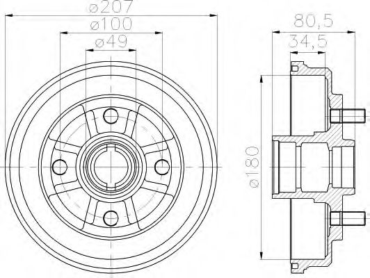 8DT 355 302-061 Behr Hella Тормозной барабан