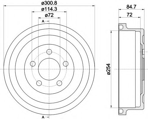 8DT 355 302-571 Behr Hella Тормозной барабан для Jeep Cherokee