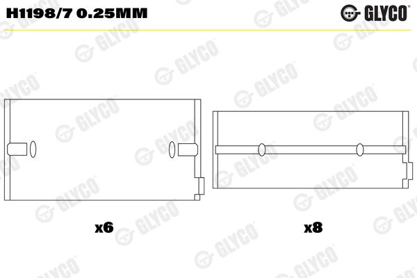 H1198/7 0.25mm Glyco Підшипник колінчастого вала для Jaguar XJ