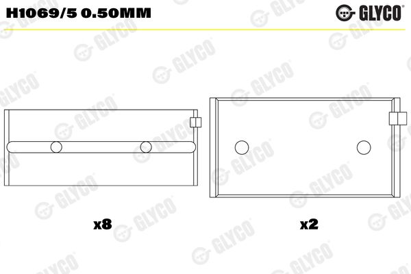 H1069/5 0.50mm Glyco Подшипник коленвала