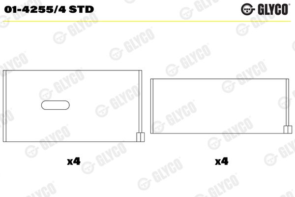 01-4255/4 STD Glyco Шатунні вкладки для Volvo 340-360