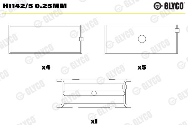 H1142/5 0.25mm Glyco Подшипник коленвала