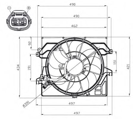 47482 NRF Вентилятор системи охолодження двигуна для Hyundai Veloster