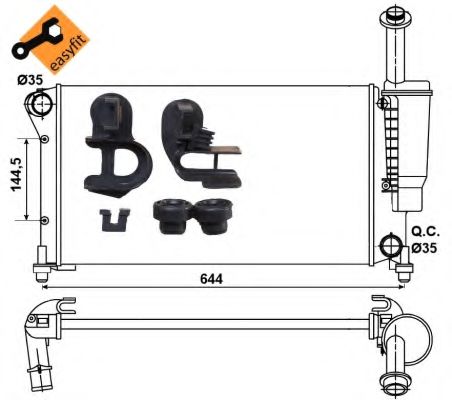 53075 NRF Радіатор охолодження двигуна для Fiat Panda