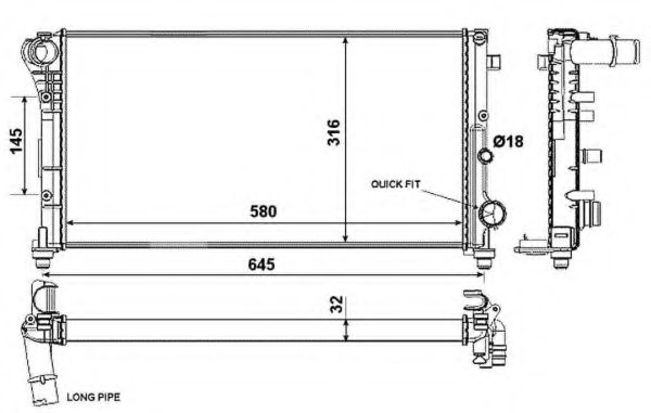 58376 NRF Радіатор охолодження двигуна для Fiat Panda