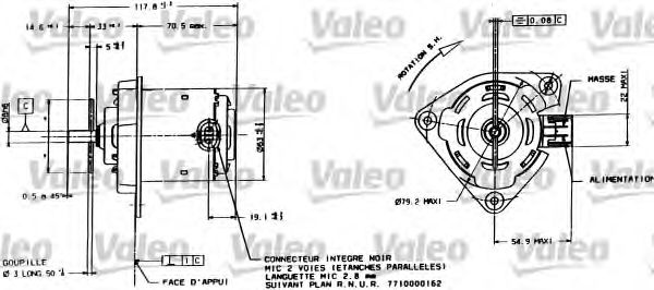 698015 Valeo Електродвигун вентилятора для Renault Twingo