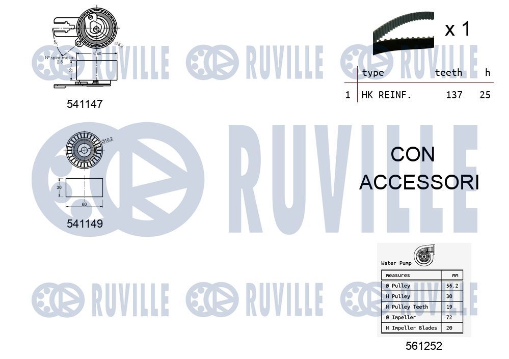 5500581 Ruville Комплект ремня ГРМ + помпа