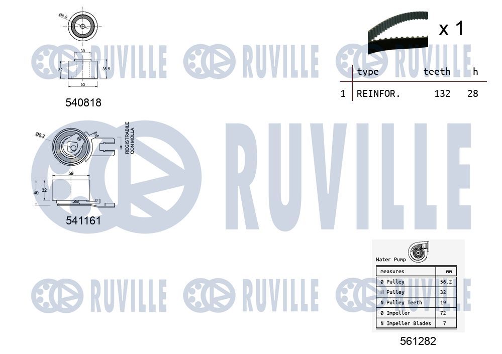 5503261 Ruville Комплект ремня ГРМ + помпа