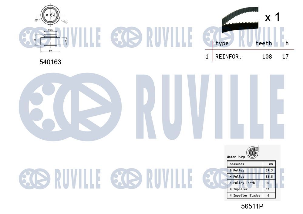 5503281 Ruville Комплект ременя ГРМ + помпа
