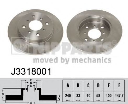 J3318001 Nipparts Гальмівний диск для Suzuki Baleno