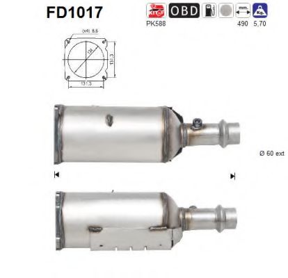 FD1017 AS Сажевый фильтр для Peugeot 307