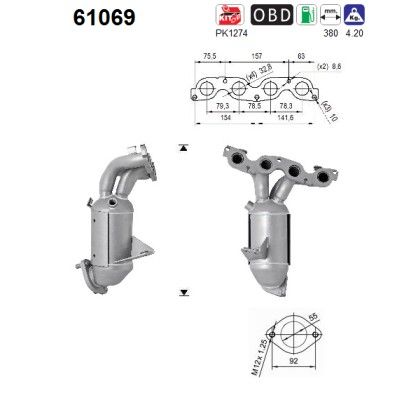 61069 AS Катализатор для Hyundai i20