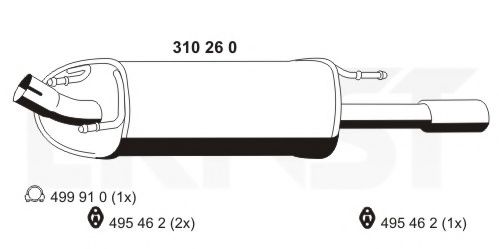 310260 Ernst Глушитель выхлопных газов конечный для Ford Puma