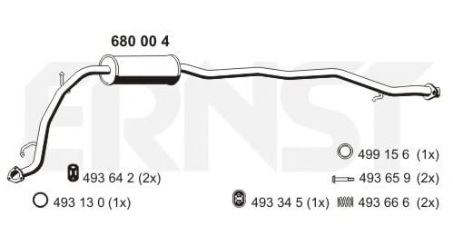 680004 Ernst Средний глушитель выхлопных газов для Honda Jazz