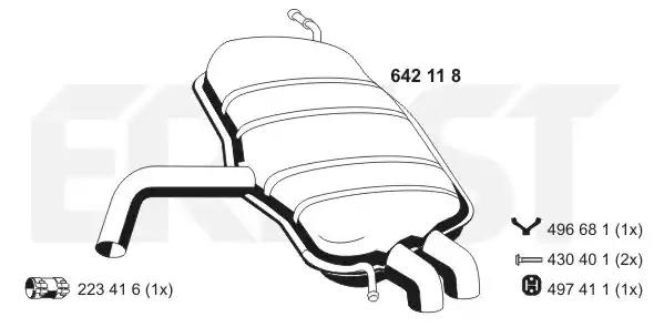 642118 Ernst Глушитель выхлопных газов конечный для Seat Toledo