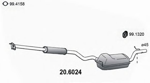20.6024 Asso Середній глушник вихлопних газів для Mazda 3