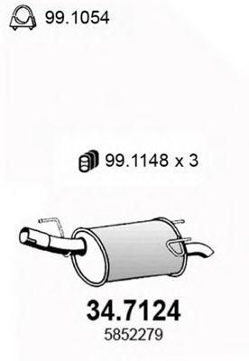34.7124 Asso Глушитель выхлопных газов конечный для Opel Meriva