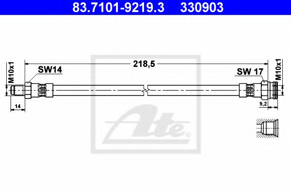 83.7101-9219.3 ATE Гальмівний шланг