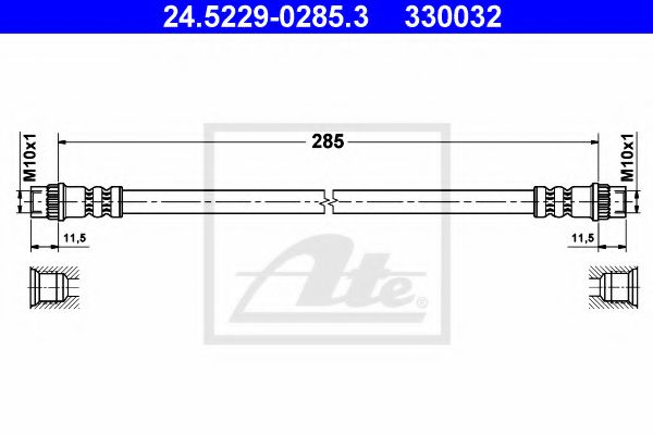 24.5229-0285.3 ATE Гальмівний шланг