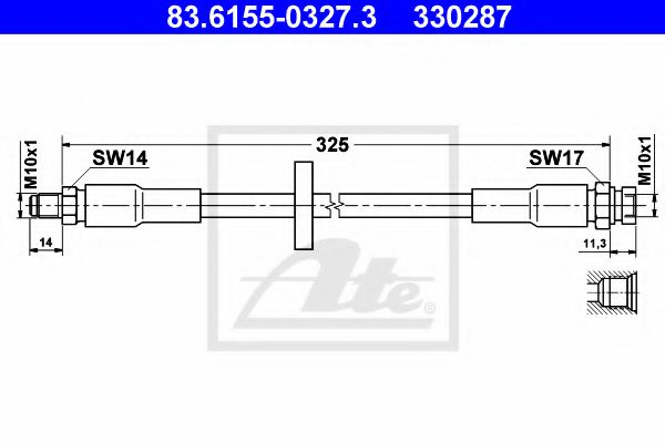 83.6155-0327.3 ATE Гальмівний шланг для SAAB 9000