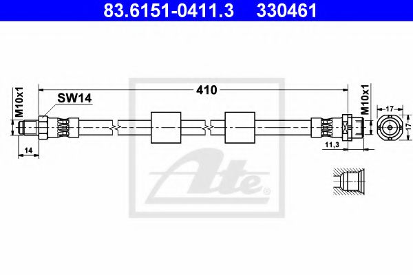 83.6151-0411.3 ATE Тормозной шланг для BMW 5 Series