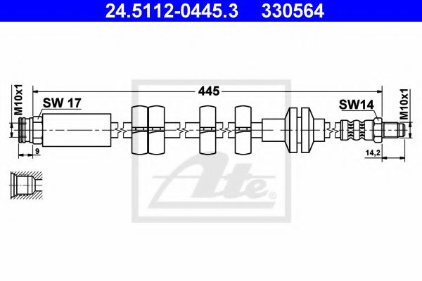 24.5112-0445.3 ATE Гальмівний шланг