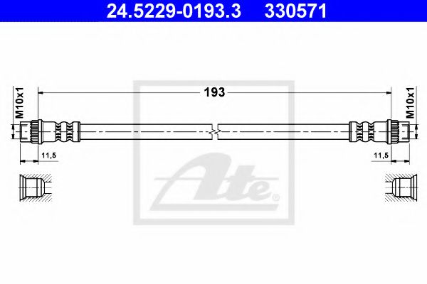 24.5229-0193.3 ATE Гальмівний шланг