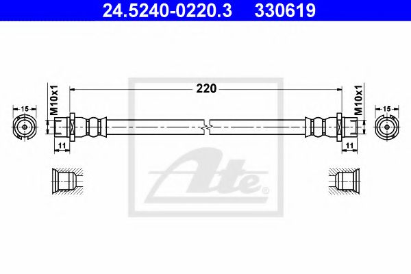 24.5240-0220.3 ATE Гальмівний шланг