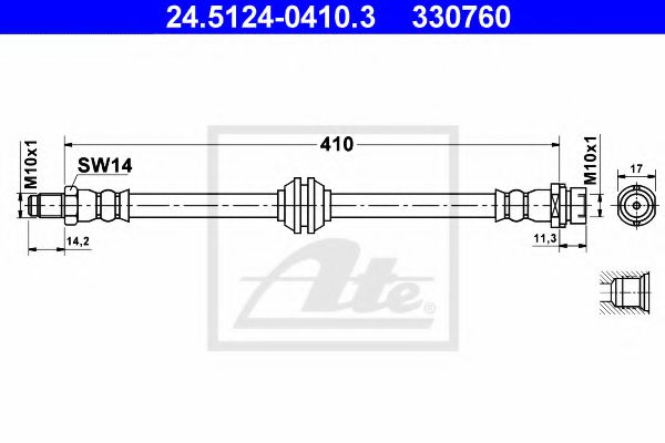 24.5124-0410.3 ATE Тормозной шланг для Ford Focus