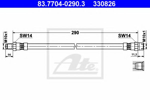 83.7704-0290.3 ATE Гальмівний шланг