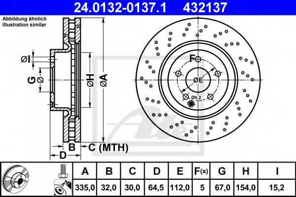 24.0132-0137.1 ATE Тормозной диск для Mercedes S-Class