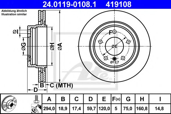 24.0119-0108.1 ATE Тормозной диск для BMW 3 Series