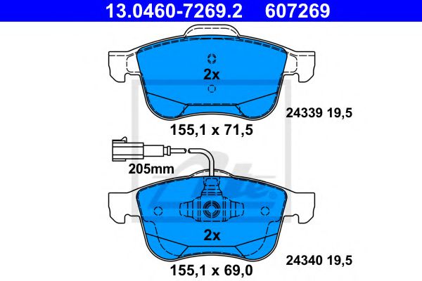 13.0460-7269.2 ATE Гальмівні колодки для Alfa Romeo Giulietta