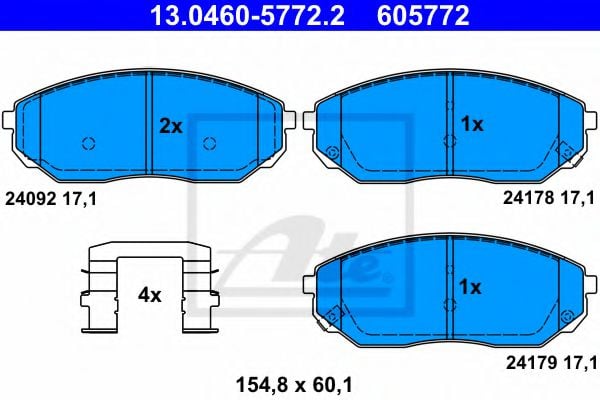 13.0460-5772.2 ATE Тормозные колодки для Kia Sorento