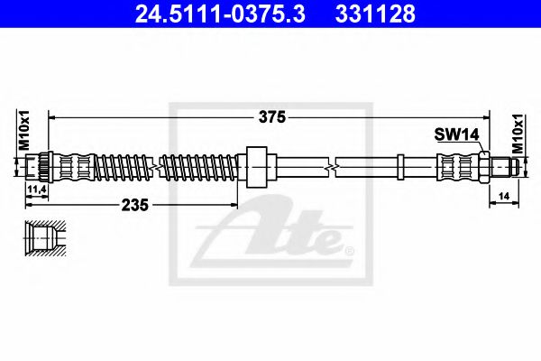 24.5111-0375.3 ATE Гальмівний шланг для Citroen Xantia