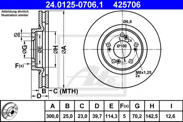 24.0125-0706.1 ATE Тормозной диск для Honda S2000